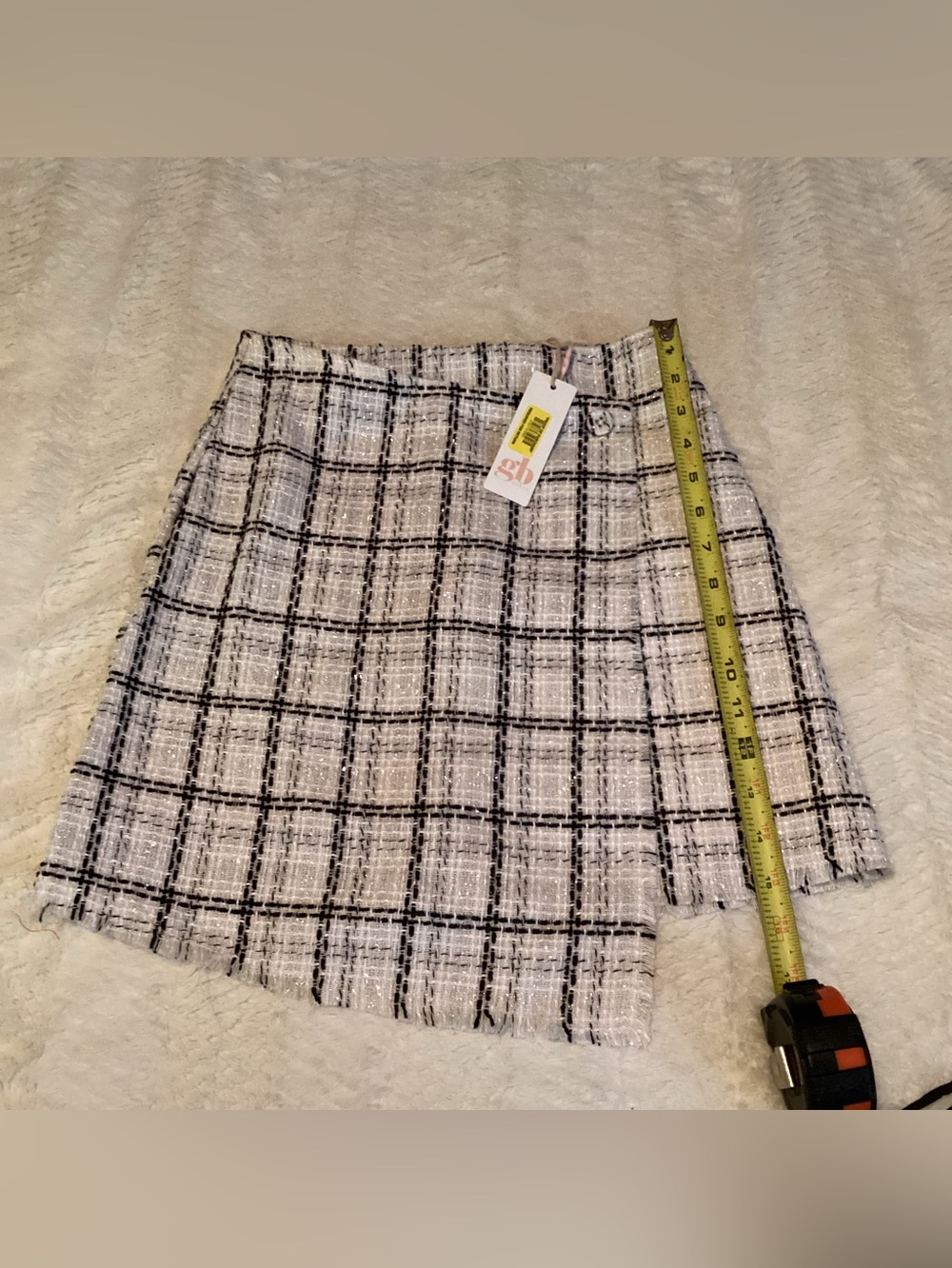 Gb Girls NWT Sz 10 Skort Vintage Style Faux Wrap Plaid Tweed Mini Skort Girls